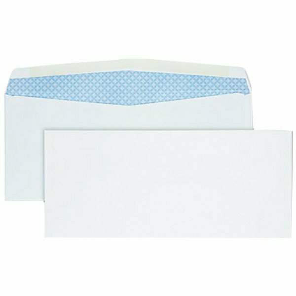 Quality Park 90030 #10 4 1/8'' x 9 1/2'' White Gummed Seal Security Tinted Business Envelope, 500PK 55990030